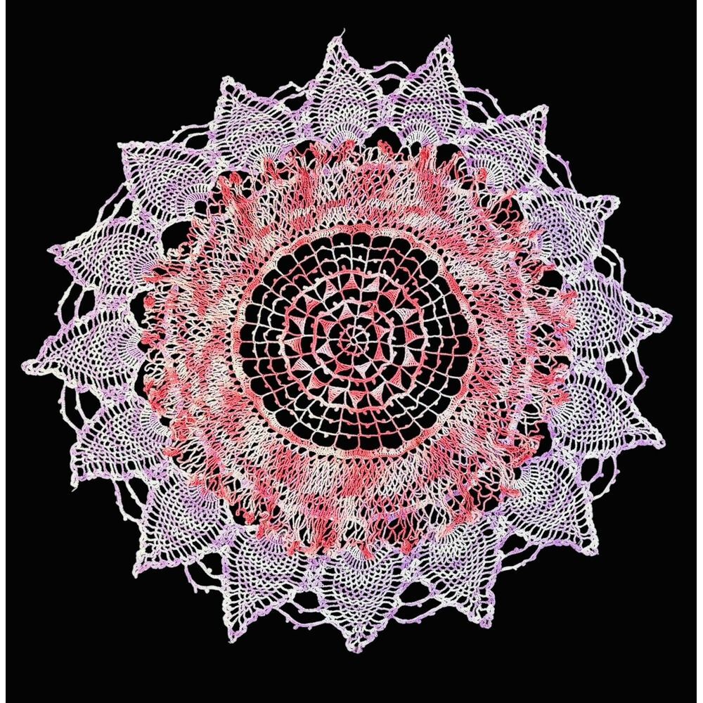 Large 26" Layered Purple & Pink Handmade Doily - Picture 1 of 5